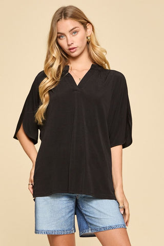 Dear Scarlett Lizzy Solid Breeze Slit Sleeve Top