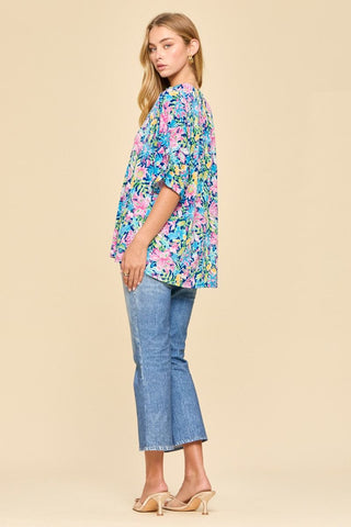 Dear Scarlett Lizzy Breeze Navy Slit Sleeve Top