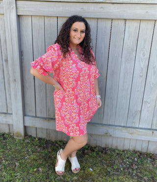 Julie Busy Bee Coral Dress