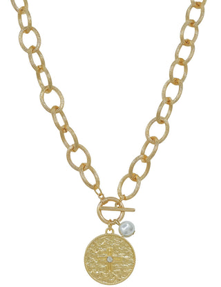 Hammered Coin Toggle Necklace