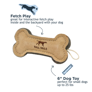6" Natural Leather Felt Bone Dog Toy