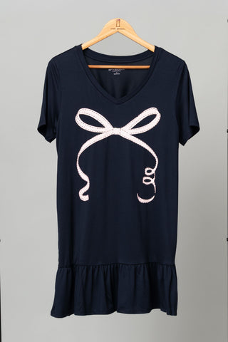 Yummy Bow Flounce Hem Night Shirt