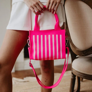 Pink Striped Structured Tote