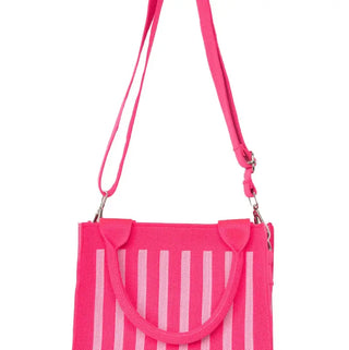 Pink Striped Structured Tote