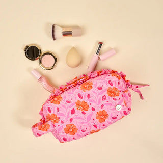 Essentials Quilted Cosmetic Pouch Poppin' Petals Hot Pink