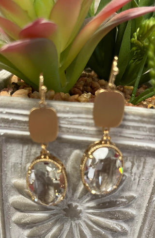 Olive Oval Glass Drop Earrings