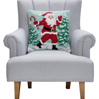 Santa W/candy Cane Hook Pillow Poly Filled