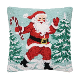 Santa W/candy Cane Hook Pillow Poly Filled
