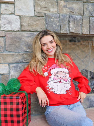 Simply Southern Sequin Crew Santa Sweatshirt