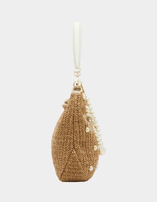 Straw Hobo Bag With Pearls
