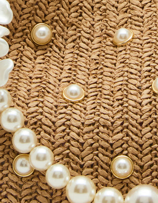 Straw Hobo Bag With Pearls