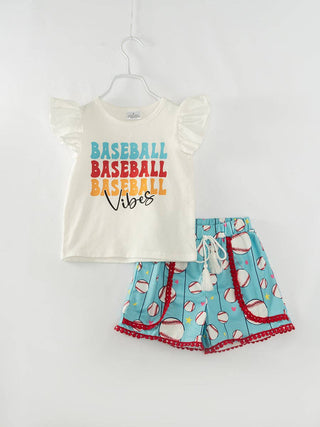 Girls Baseball VibesPom Pom Set