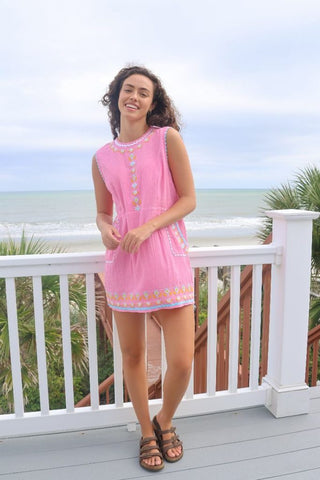 Simply Southern Embroidered Dress Pink