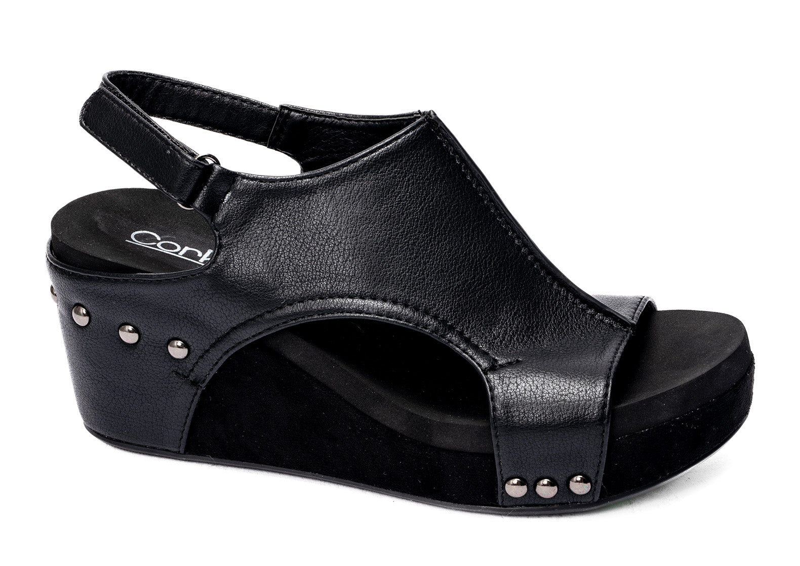 Corkys Carley Black Combo Wedge