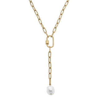 Cadence Baroque Pearl Paperclip Y Necklace