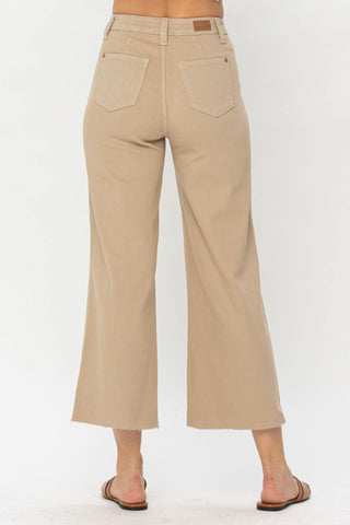 HW Judy Blue Khaki Cropped Wide Leg Pant