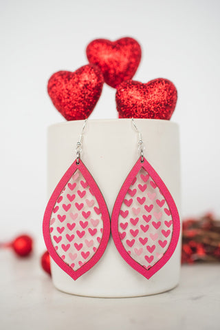 Pink Heart Acrylic Teardrop Earring