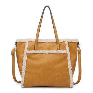 Lulu Sherpa Trim Tote With Front Pocket