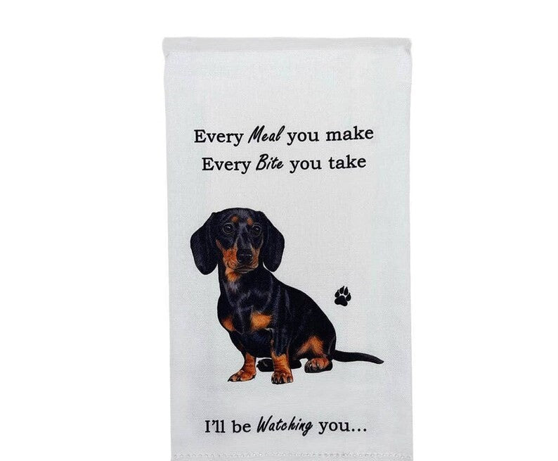 Dachshunds Tea Towel Sausage Dog Cotton Kitchen Dining 