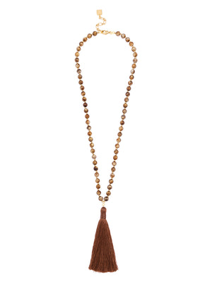 Beaded Iridescent Necklace With Tassel