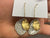 Porcelain Oblong Dots W/ Layered Brass Charm Earrings