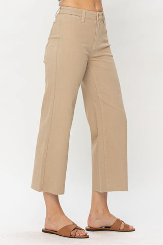 HW Judy Blue Khaki Cropped Wide Leg Pant