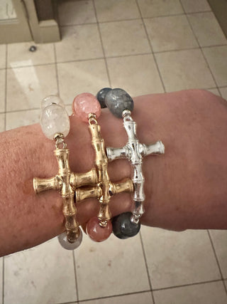 Beaded Cross Stretch Bracelet