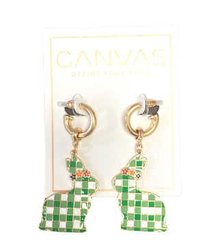 Stella Enamel Gingham Bunny Earrings