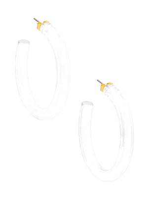 Medium Lucite Open Hoop Earrings