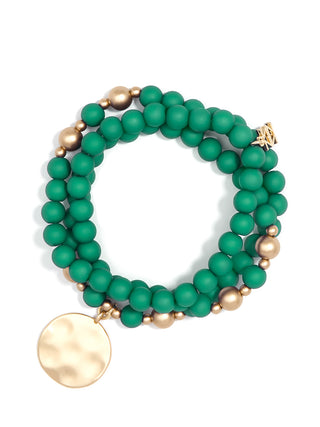 Matte Beaded Wrap Charm Bracelet