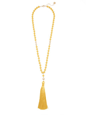 Macie Beaded Resin Necklace w/ Gold Accents