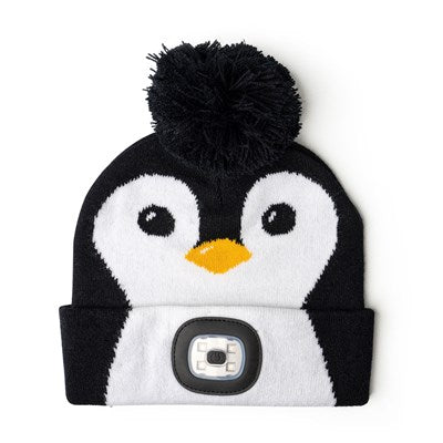 Kids Night Scout Rechargeable LED Black Beanie Pom Hat