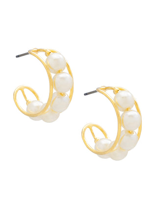 Pearl Lined Open Hoop Earring