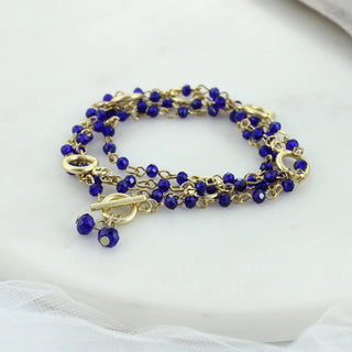 Gold & Blue Gameday Crystal Bead Necklace/Bracelet