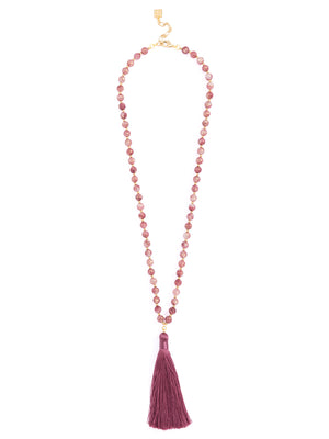 Beaded Iridescent Necklace With Tassel