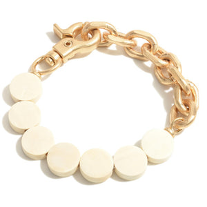 Gold Tone Chain Link Stretch Bracelet