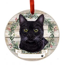 Ceramic Wreath Cat Ornament