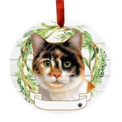 Ceramic Wreath Cat Ornament