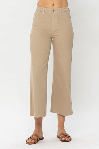 HW Judy Blue Khaki Cropped Wide Leg Pant