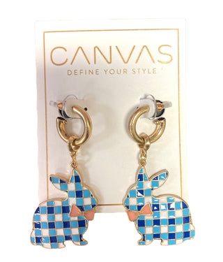 Stella Enamel Gingham Bunny Earrings