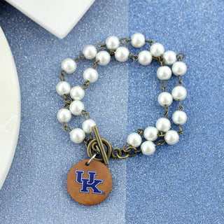 Kentucky Pearl & Wood Disc Bracelet