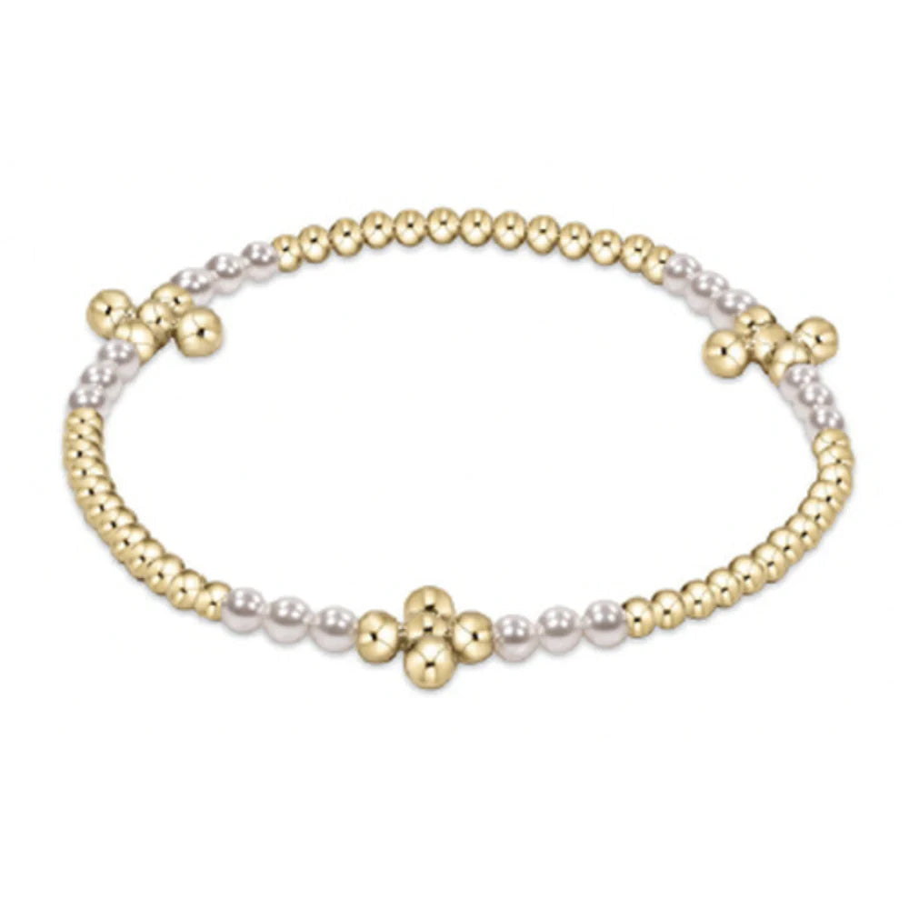 Enewton Signature Cross Gold Bliss Pattern 2.5mm Bead Bracelet Pearl