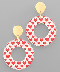 Heart Print Circle Earrings