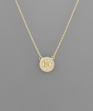 Crystal Disc Initial Necklace