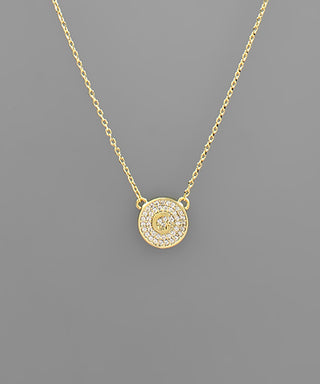 Crystal Disc Initial Necklace