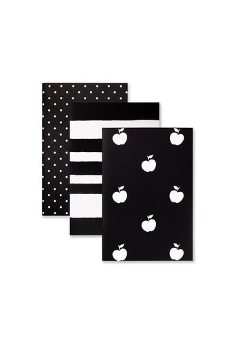 Kate Spade Triple Notebook Set Black & White
