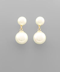 2 Pearl Ball Drop Earrings