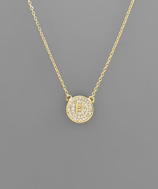 Crystal Disc Initial Necklace