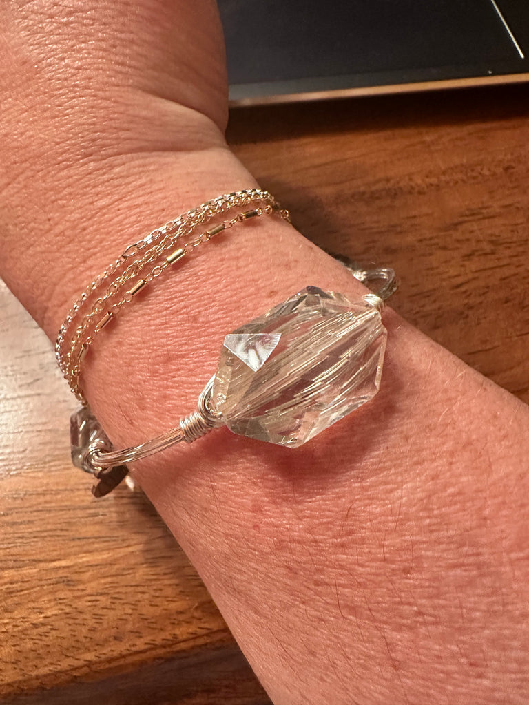 Bourbon & Boweties Silver Clear Bangle - Shop Daffodils Boutique