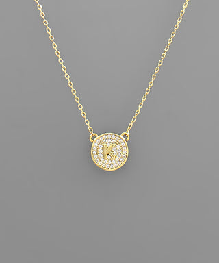 Crystal Disc Initial Necklace